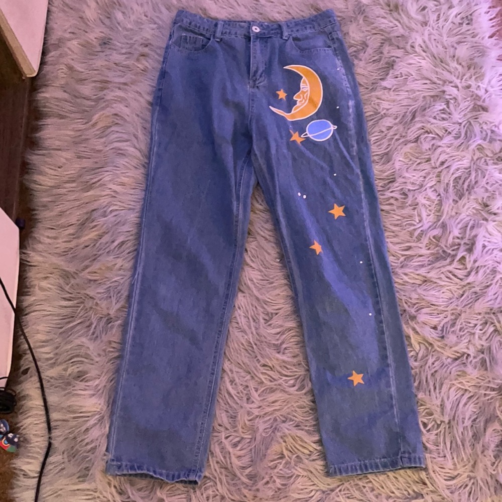 Space Print Mom Jeans